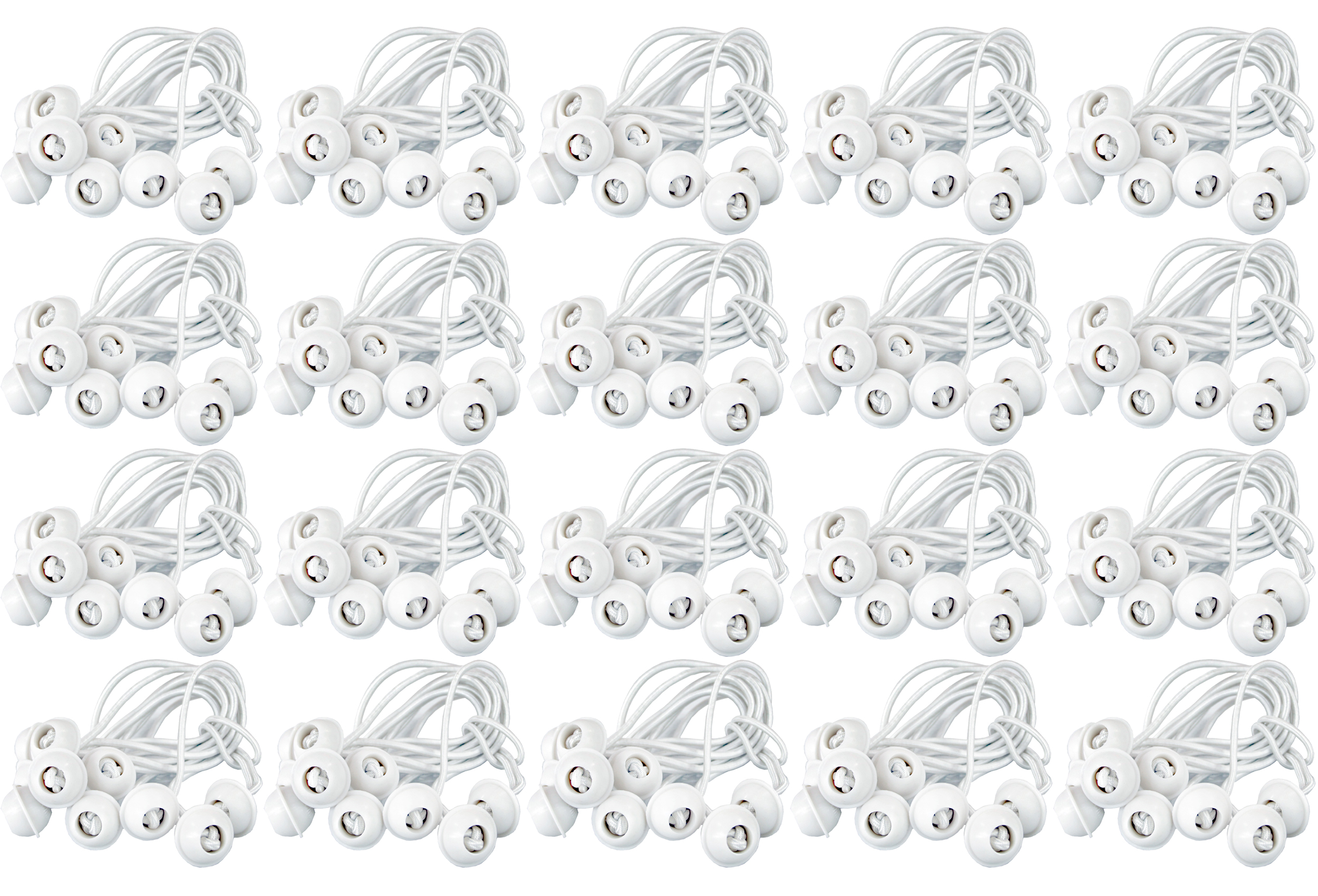 200 Elastic Bungees - White